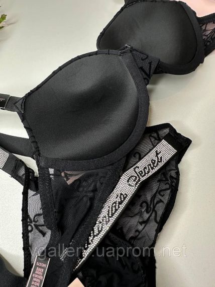 Комплект жіночої спідньої білизни зі стразами Victoria's Secret з принтом VS | Зображення 2