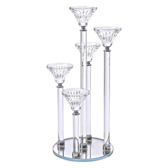 Подсвечник стеклянный на 5 свечей 16×37.5 см подсвечник декоративный прозрачный на ножке HP-4-18 | Зображення 1