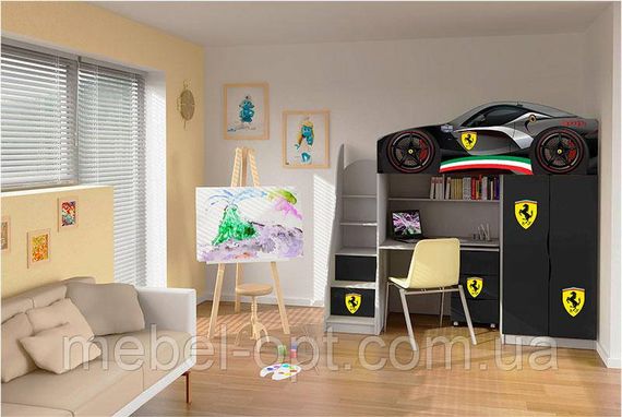 Детская кровать-комната Bed-Room №1 Ferrari графит, спальное место 1700х800 мм | Зображення 1