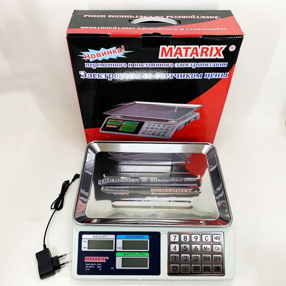 Ваги торговельні електронні з лічильником ціни на 50кг Matarix MX-414 | Зображення 1