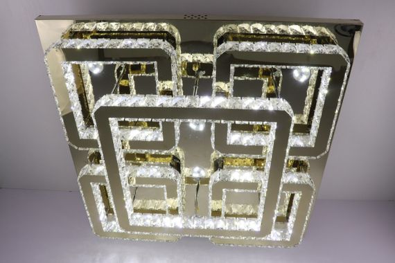 Люстра стельова кришталева LED з пультом 25664 Золото 17х80х80 см. | Зображення 1