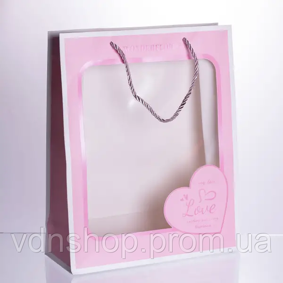 Набір подарункових пакетів з паперу Love з віконцем 12 шт 26×10×32 см HP-10359-18 | Зображення 8