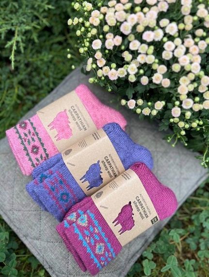 Жіночі вовняні шкарпетки Carpathian Sheep Wool для холодної пори року розмір 37-41 пакування 6 пар Різні кольори | Зображення 1