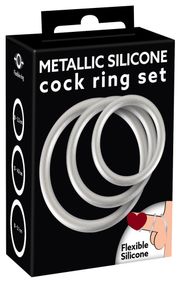 Набір ерекційних кілець - Metallic Silicone Cock Ring Set Sex Aura