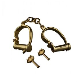 Наручники з коротким ланцюжком, металеві, золоті sexstyle