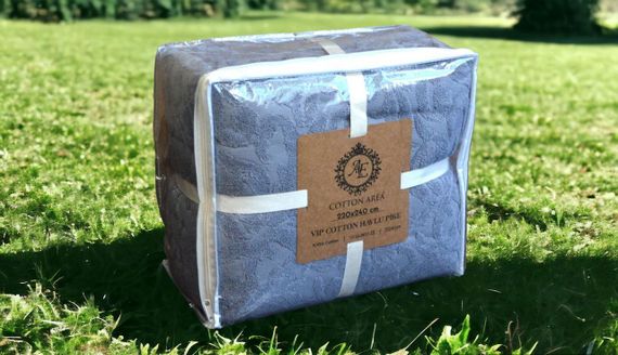 Махрове покривало Cotton Area 220 х 240 см Сіре | Зображення 1