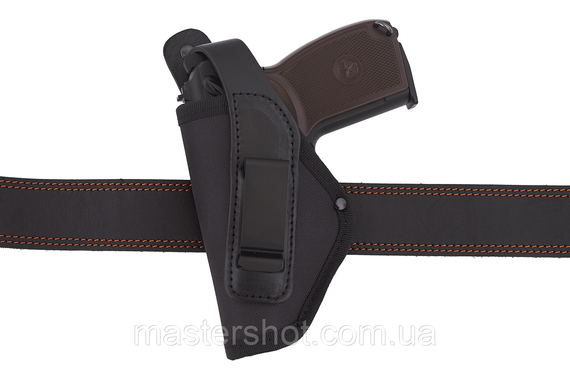 Кобура для ЛЕВШИ для ПМ Макарова поясна прихованого носіння на скобі oxford 600d шкіра чорна 0011551 ms | Зображення 3