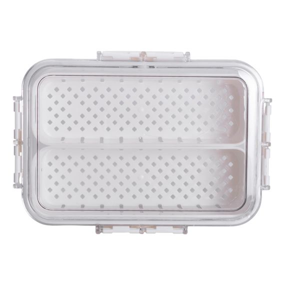 Контейнер для їжі з 2 відсіками 23.5х17х7 см судок для їжі пластиковий 1.4 л Білий HP-27-11 | Зображення 3