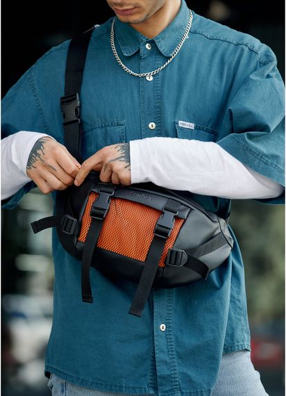 Чоловіча сумка бананка Sambag Dynamicdart чорно-помаранчева 38 × 21 × 7 см (80411129m) | Зображення 6