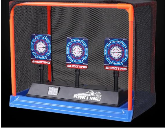 Игрушечная Автоматическая Мишень Детская на Три Цели Электронная с Автовозвратом Мишеней и Таблом для Счета с Сеткой и Звуковыми | Зображення 2
