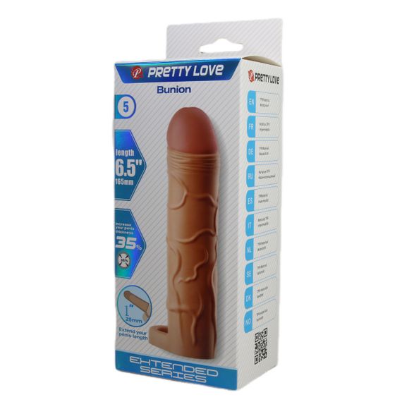 Подовжуюча насадка на пеніс PRETTY LOVE Bunion реалістична, бежева, 16.5 х 3.8 см Sex Aura | Зображення 8