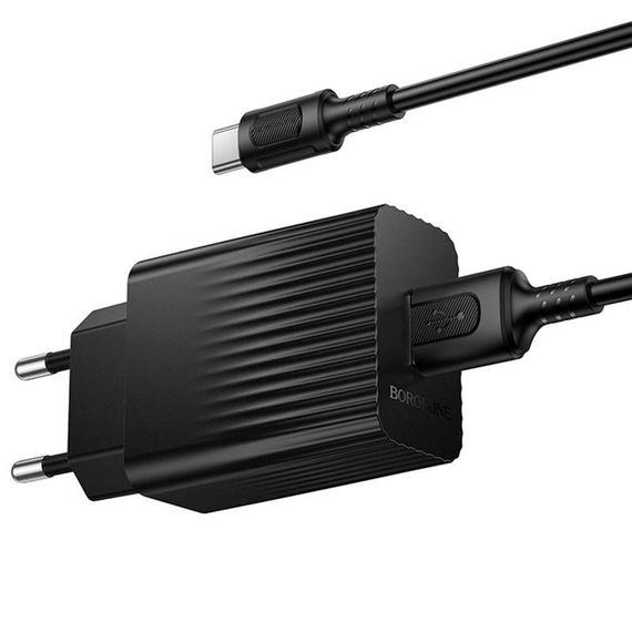 МЗП Borofone BAS72A Source QC3.0 (1USB-A) + кабель USB to Type-C Black | Зображення 1