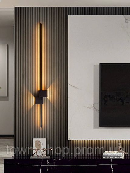Бра настенное LED WM23/800-bk-k Черный 6х15х80 см. | Зображення 1