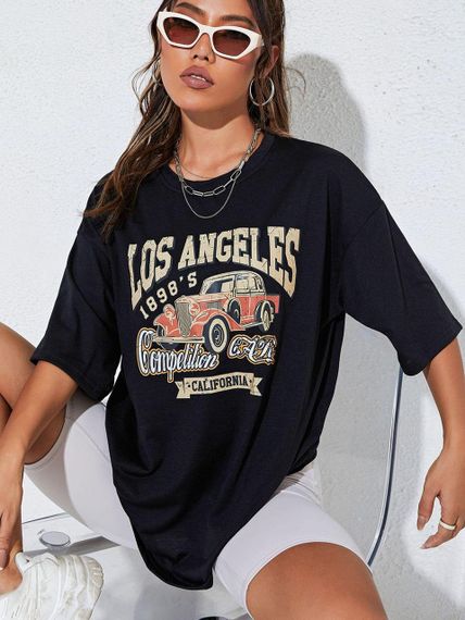 Футболка женская с принтом повседневная M Черная