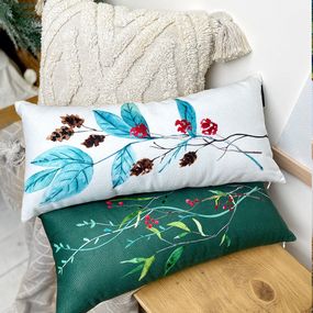 Подушка диванна оксамитова Веточка на белом фоне 50x24 см (52BP_23NY004)