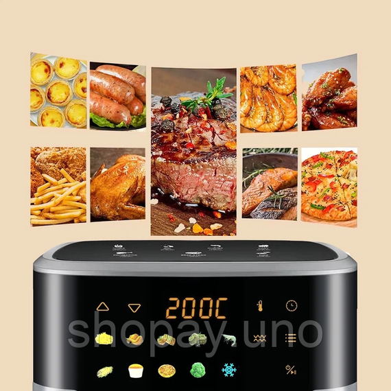 Аерофритюрниця Sokany SK 10085 2200W Аерогриль безмасляна мультипіч для приготування без олії  12л з сенсорним керуванням | Зображення 3