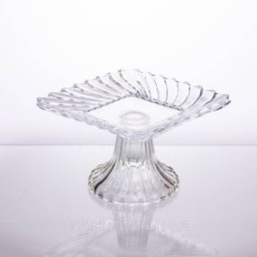 Тортовница стеклянная квадратная на ножке, 16×16 см прозрачная 64486-15