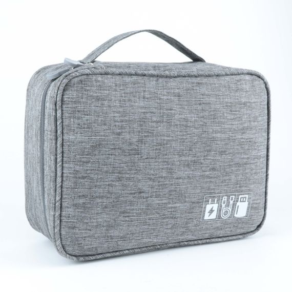 Сумка-органайзер для проводов, зарядок и аксессуаров серая LoveYouHome | Зображення 4