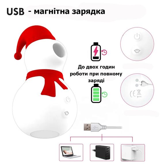Женский вакуумный вибростимулятор Snowman Clit Sucker (10 режимов) | Зображення 1
