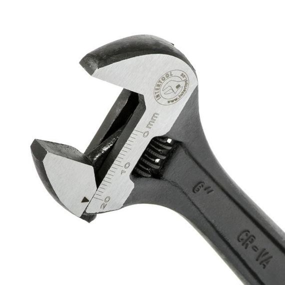 Ключ розвідний 150 мм, Cr-V, чорний, фосфатований, з полірованою головкою INTERTOOL XT-00561 | Зображення 2