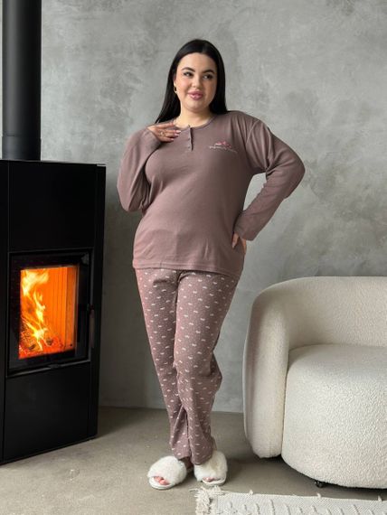 Тепла жіноча піжама PLUS SIZE з мікрофлісу | Зображення 2
