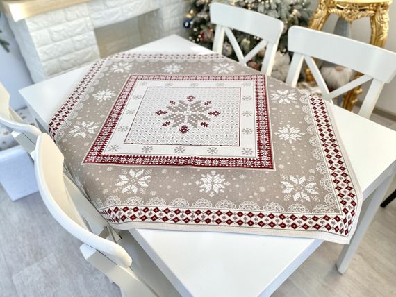 Скатертина гобеленова NORDICA TORTORA Limaso, 93x93, Квадратна, Новорічний, Без люрексу, 38% бавовна, 37% поліестер, 25% акрил, Гобелен | Зображення 6