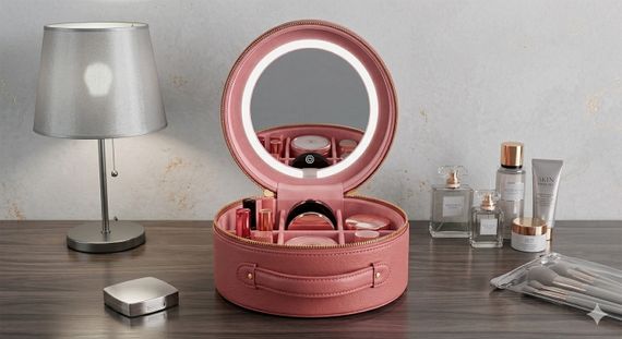 Косметичка-органайзер з LED дзеркалом, 29х28х11 см/Дорожня косметичка | Зображення 4