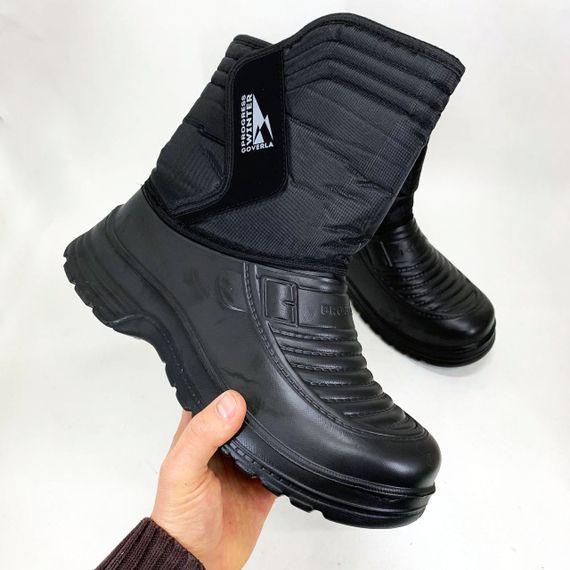 Чоботи чоловічі чорні утеплені 42р 26см Гумові чоботи короткі рибальські | Зображення 5