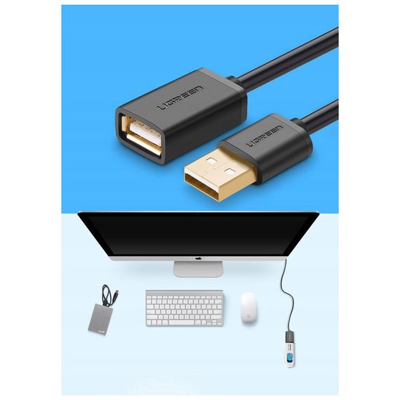 Дата кабель USB 2.0 AM/AF 3.0m US103 Black Ugreen (10317) | Зображення 1