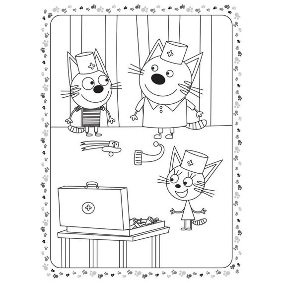 Розмальовка для дітей Три кота "Гра в лікаря" 1163011 кольоровий штрих | Зображення 3