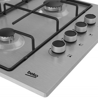 Варильна поверхня газова Beko HIGG64123SX - 60см/4 конфорки/емаль/газ-контроль/нержавіюча сталь (HIGG64123SX) | Зображення 2