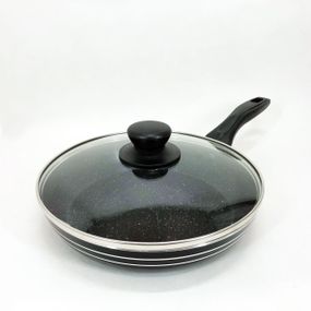 Сковорода UNIQUE UN-5163 22см с крышкой антипригарным покрытием, Глубокая сковорода для кухни