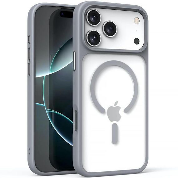TPU+PC чохол Metal Buttons with MagSafe для Apple iPhone 17 Pro (6.3") Сірий / Grey