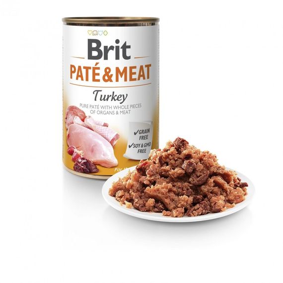 Корм вологий Brit Care Pate and Meat для дорослих собак з індичкою 400 г | Зображення 1