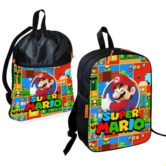 Школьный рюкзак детский Супер Марио + Сумка для обуви спортивной формы рюкзак-мешок  для мальчика (01768)