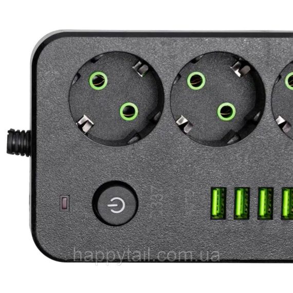Мережевий фільтр-подовжувач 5 розеток 4xUSB-A 1xUSB-C 3м чорний HP-5-50 | Зображення 2