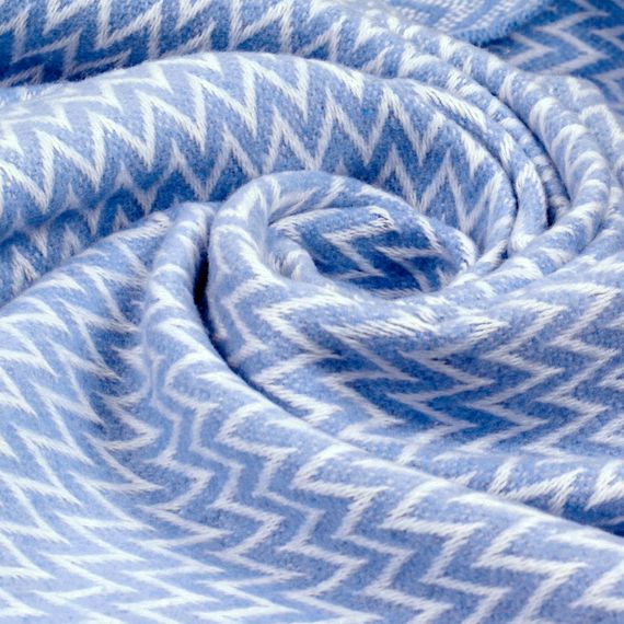 Плед бавовняний зиг-заг блакитний Love You 140 x 200 см | Зображення 2