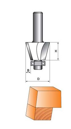 Фреза ГЛОБУС 1024 D31 O22.5 кромочная конусная с нижним подшипником
