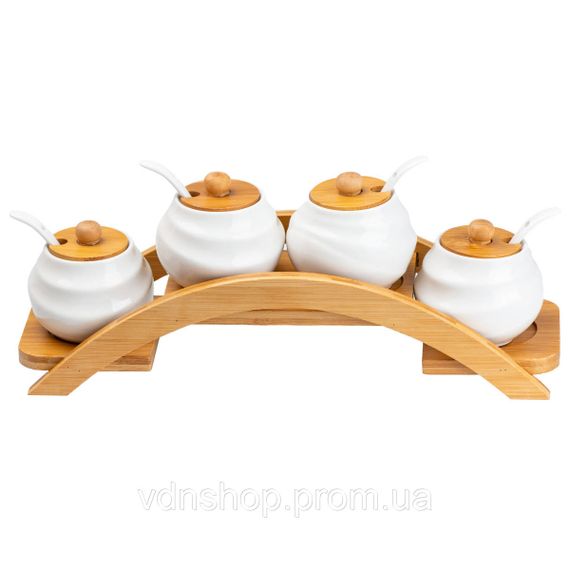 Набір для спецій 4 шт по 200 мл із кришками та ложками HP-1200 | Зображення 1