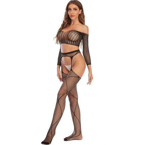 Еротичні колготки з відкритими стегнами Babydoll 48 Чорний T6080 | Зображення 4