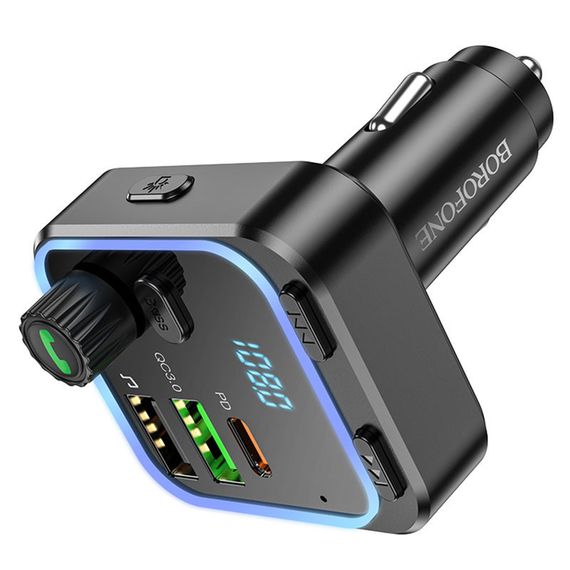 АЗУ FM модулятор Borofone BC53 Highway PD20W+QC3.0 (2USB-A/1C) Black | Зображення 3