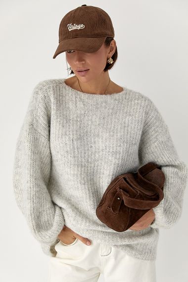 Подовжений джемпер легкої в'язки - світло-сірий цвет, ONE SIZE (є розміри) | Зображення 4