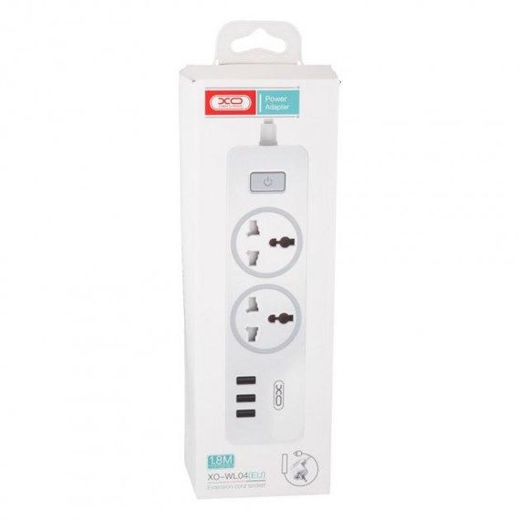 Мережевий подовжувач фільтр XO WL04 2 Розетки + 3 USB 1.8м White (WL04) | Зображення 3