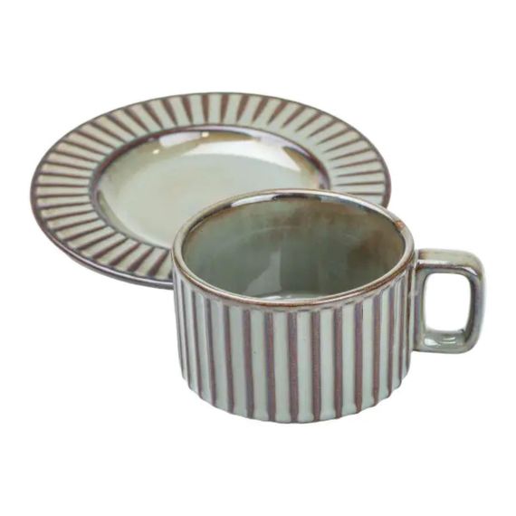 Чашка с блюдцем 250 мл фарфоровая Графит HP7210G | Зображення 1