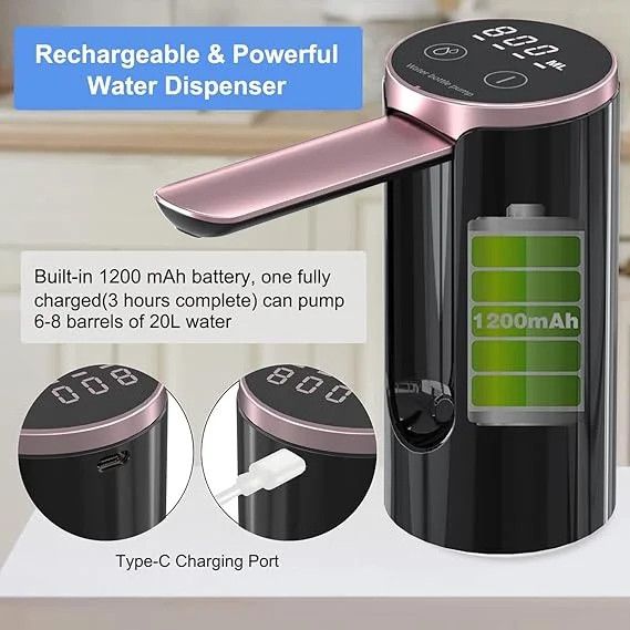 Автоматична помпа для води LY-1081 з USB-зарядкою • Електричний диспенсер Water Dispenser для бутля, дому, офісу та дачі | Зображення 1