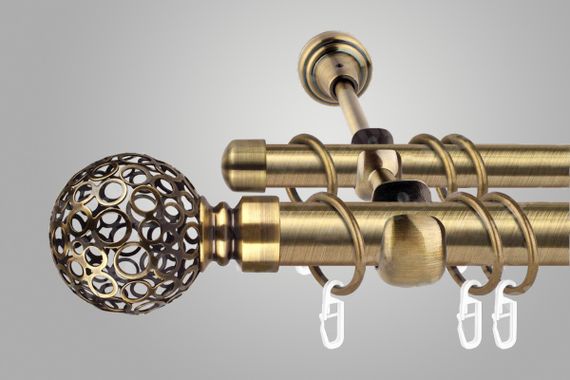 Карниз для штор дворядний металевий 19 мм, Савона Антик 320 див. (стик 2-х труб)