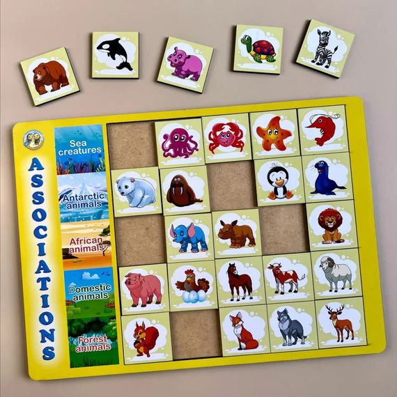 Дерев'яний пазл-вкладиш "Асоціації - види тварин" Ubumblebees (ПСД133) PSD133, 25 плашок | Зображення 2