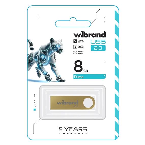 USB флеш накопичувач Wibrand 8GB Puma Gold USB 2.0 (WI2.0/PU8U1G) | Зображення 1