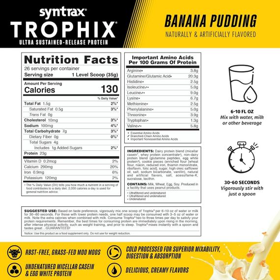 Протеїн Syntrax Trophix (66 % protein) 907g (Banana Pudding) | Зображення 1