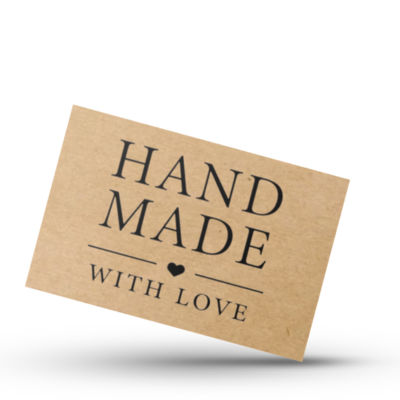 Крафт этикетка с печатью "Handmade 01" 40x25 мм, 250 шт/рулон, Viskom | Зображення 1